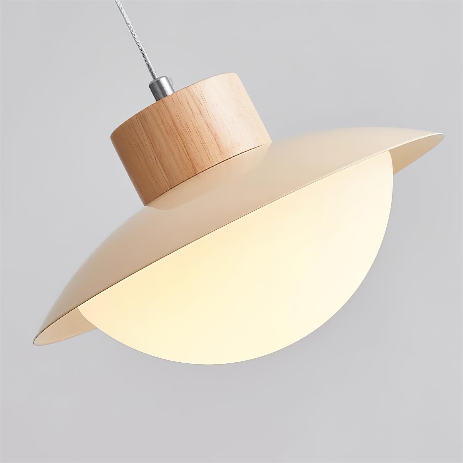 Pendant Lamp Metal and Wood PE Shade Dome Shape Minimalist - Neutralighting