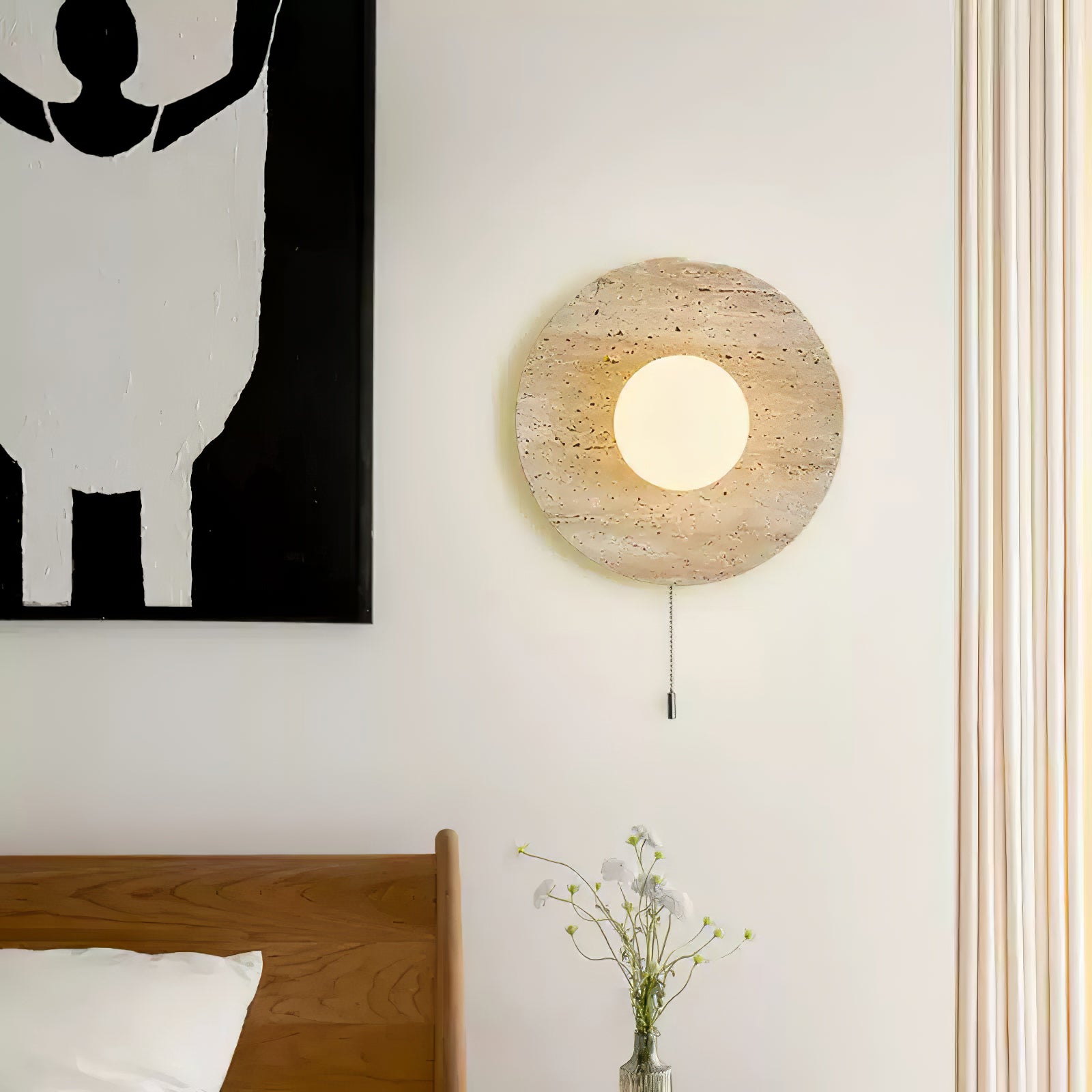 Vephair Bowl-Frame Travertine Wall Light - Neutralighting