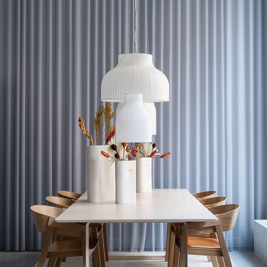 Pendant Light Silk Bell Shade Pleated Curved Modern Minimalist - Neutralighting