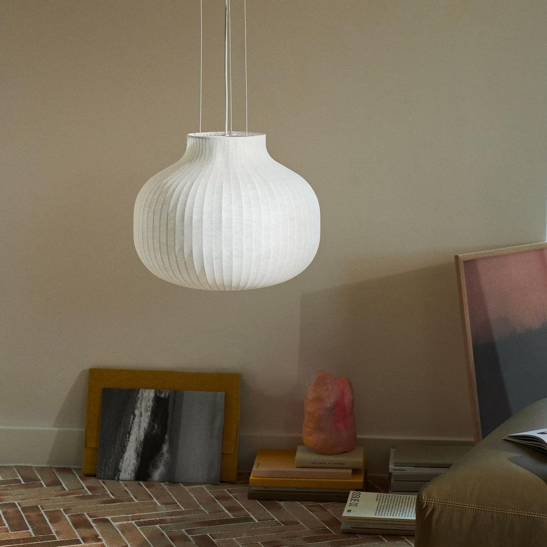 Pendant Light Silk Bell Shade Pleated Curved Modern Minimalist - Neutralighting
