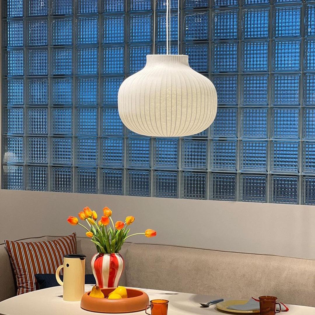 Pendant Light Silk Bell Shade Pleated Curved Modern Minimalist - Neutralighting