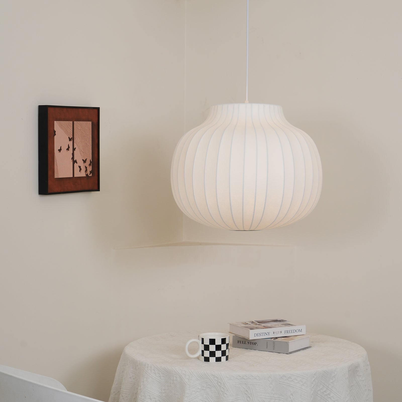 Pendant Light Silk Bell Shade Pleated Curved Modern Minimalist - Neutralighting