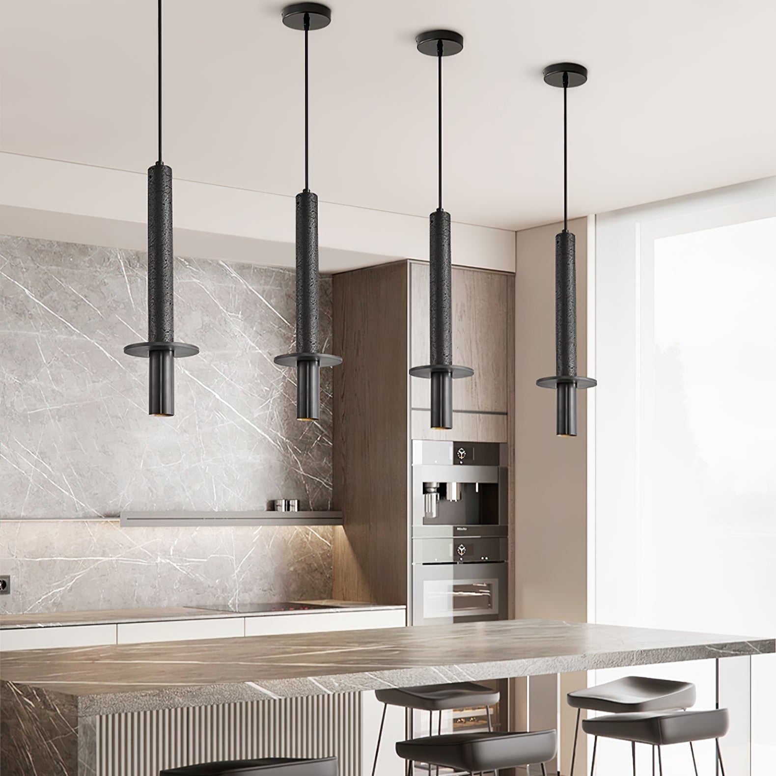 Avdoryra Dual Cylinder Travertine Pendant Light - Neutralighting