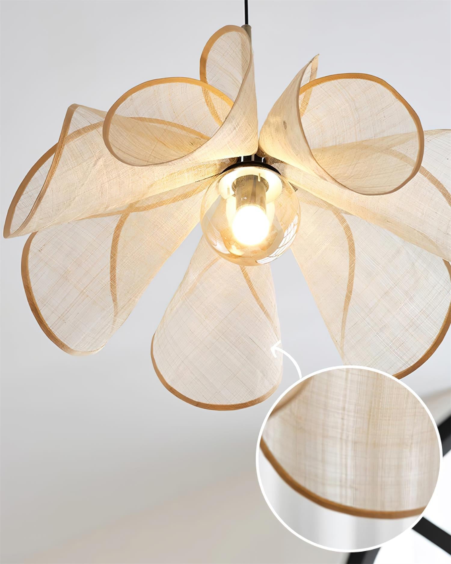 Pendant Lamp Petal Plant Fiber Shade Brown Glass Bohemian - Neutralighting