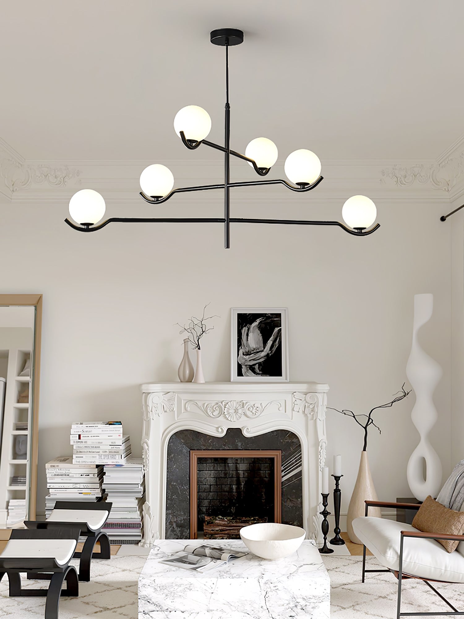 Fayno White Globe Chandelier - Neutralighting