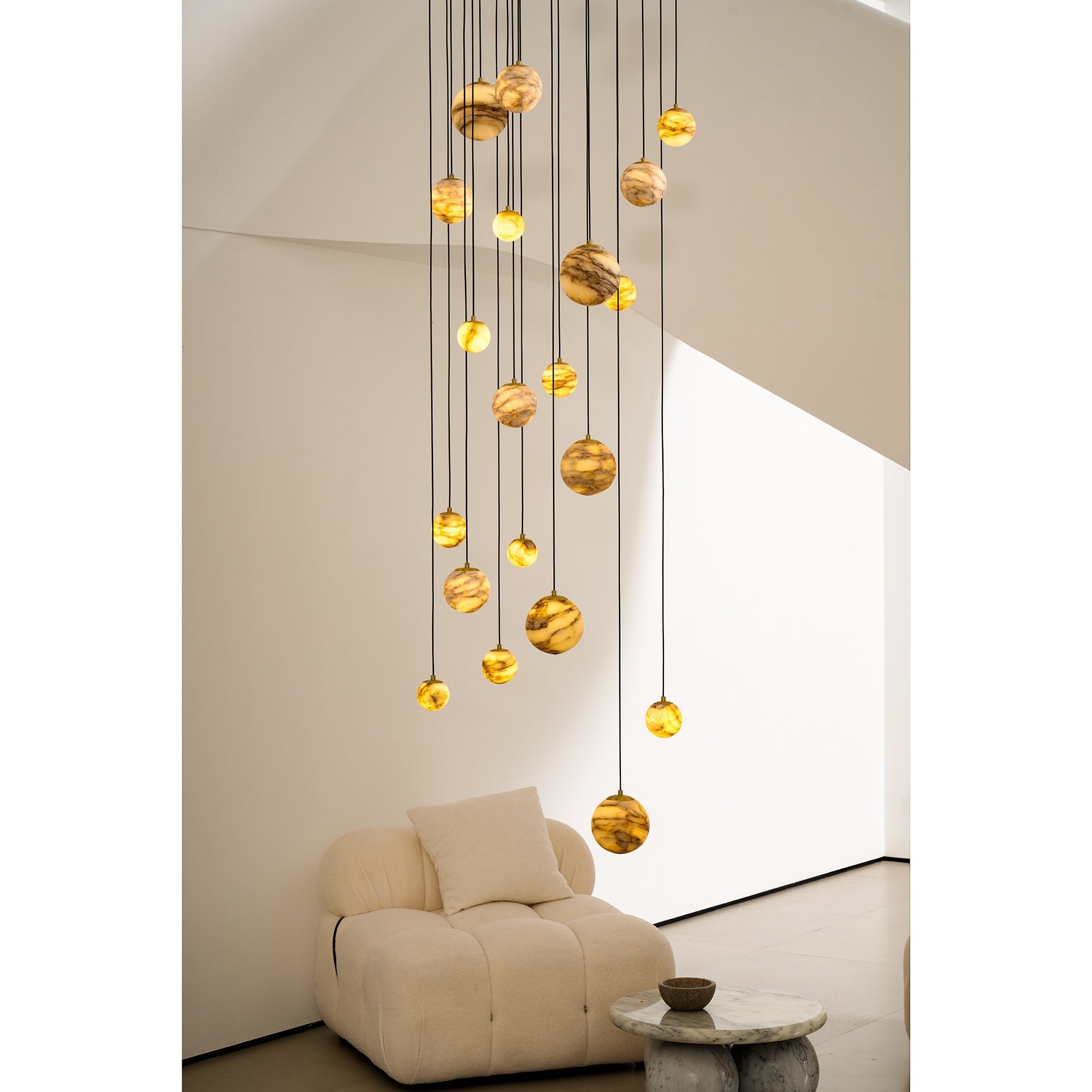 Sultana Chandelier Alabaster Cluster Orb Cascade - Neutralighting