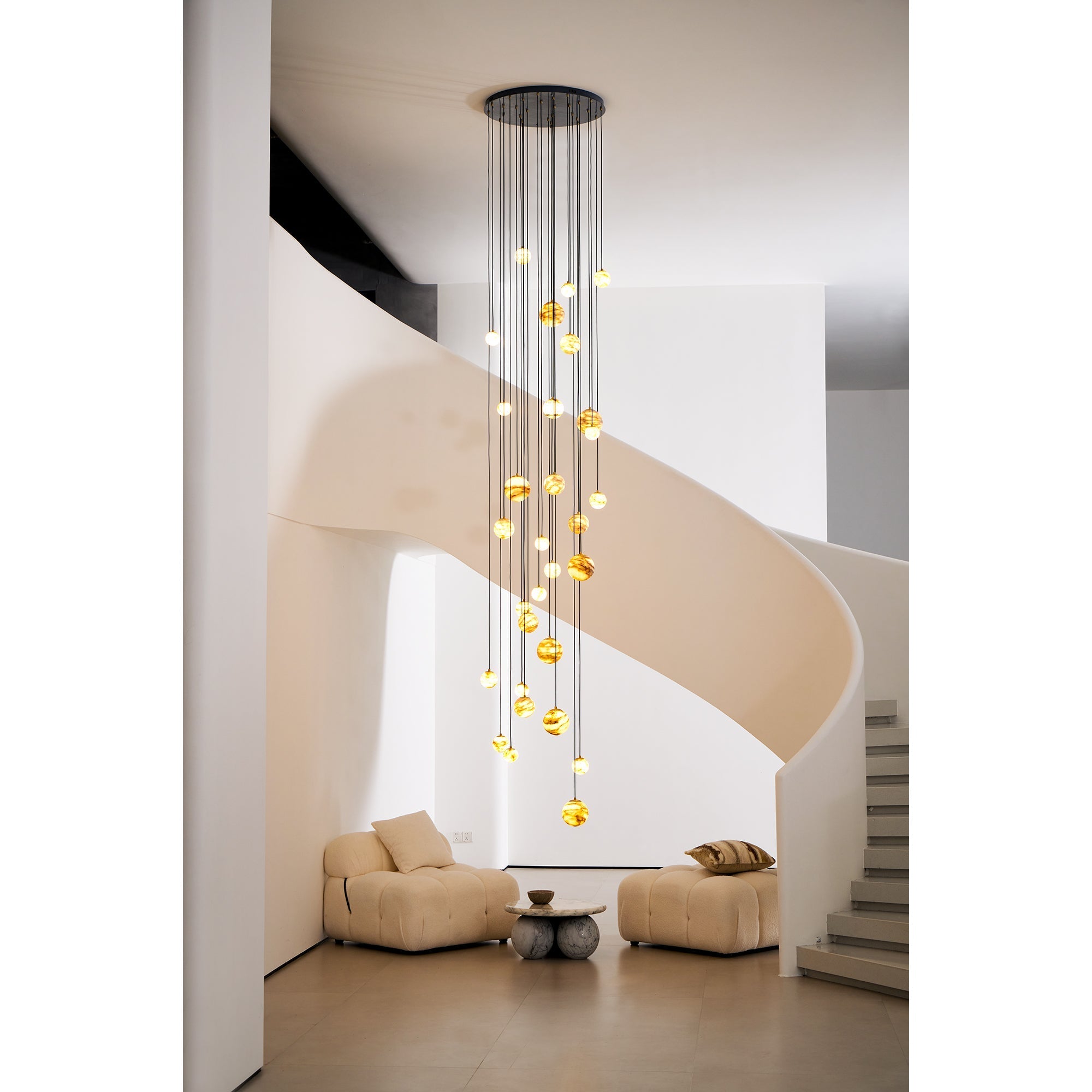 Sultana Chandelier Alabaster Cluster Orb Cascade - Neutralighting