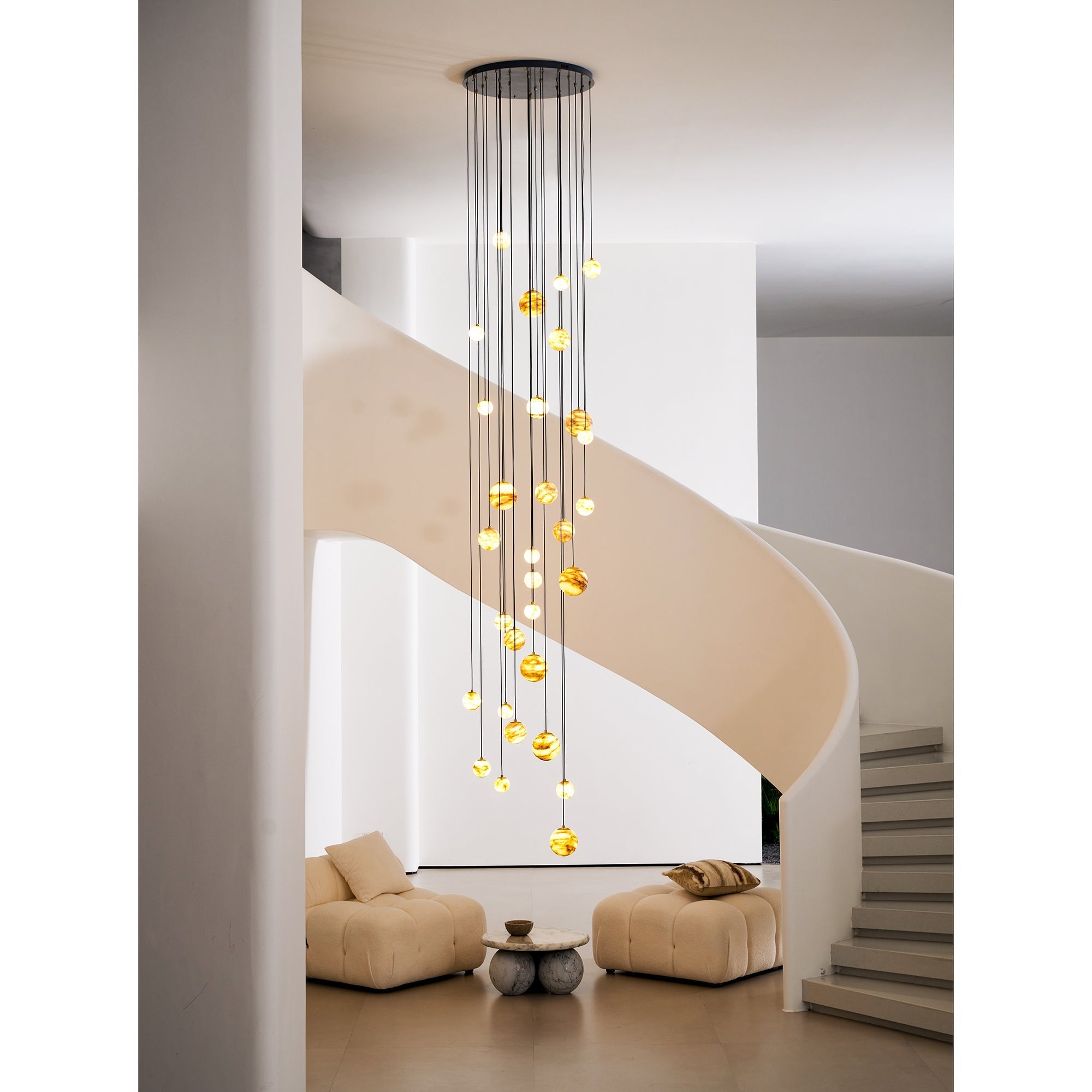 Sultana Chandelier Alabaster Cluster Orb Cascade - Neutralighting
