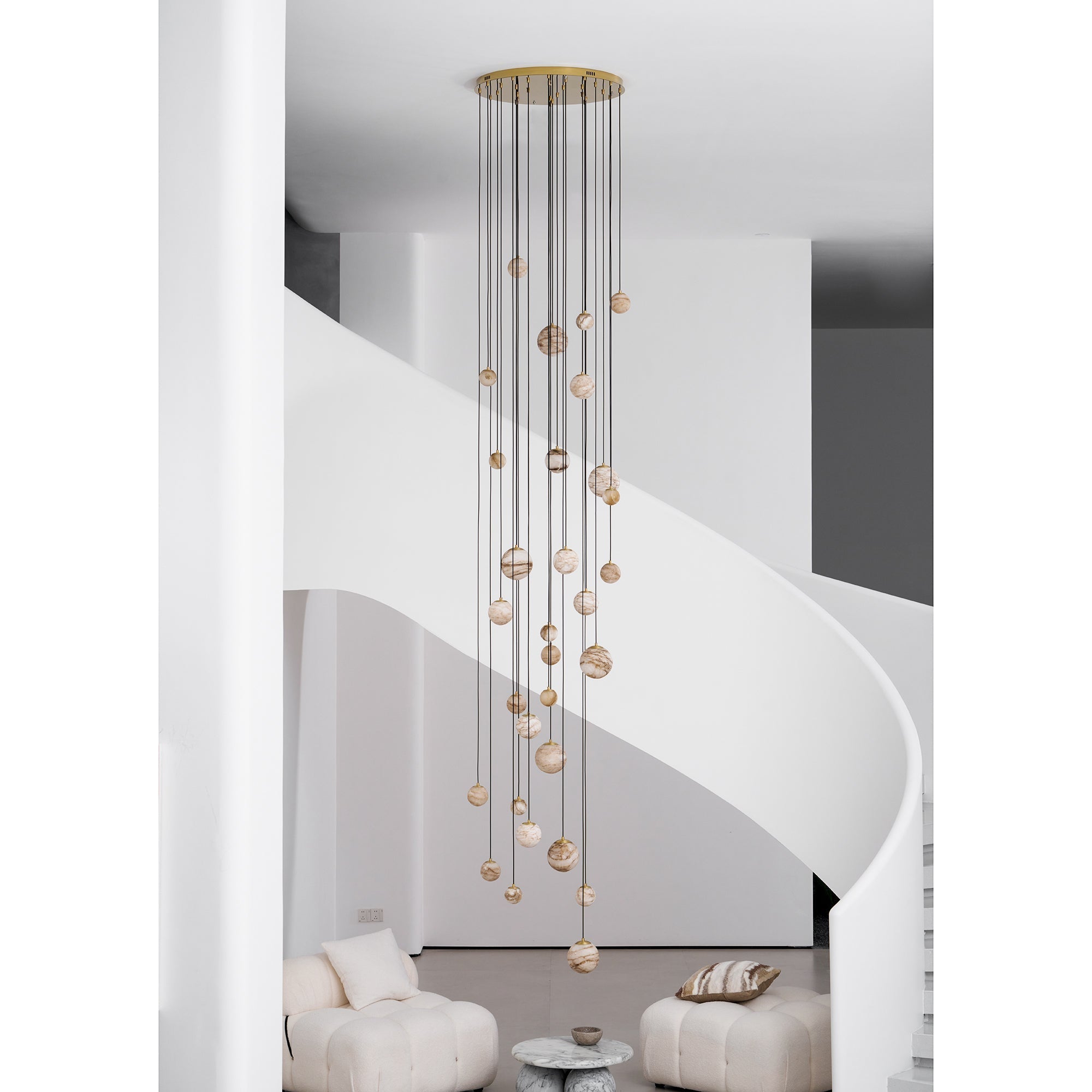 Sultana Chandelier Alabaster Cluster Orb Cascade - Neutralighting