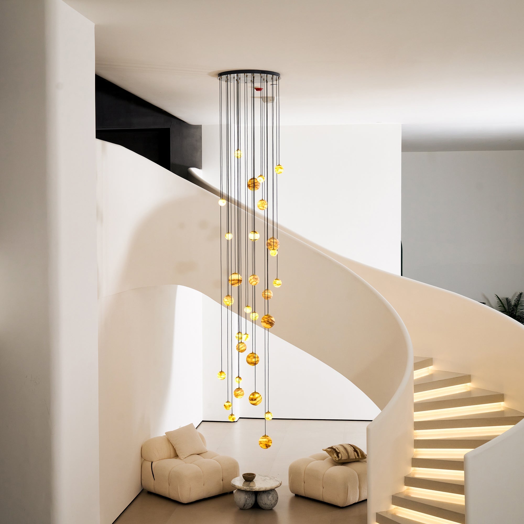 Sultana Chandelier Alabaster Cluster Orb Cascade - Neutralighting