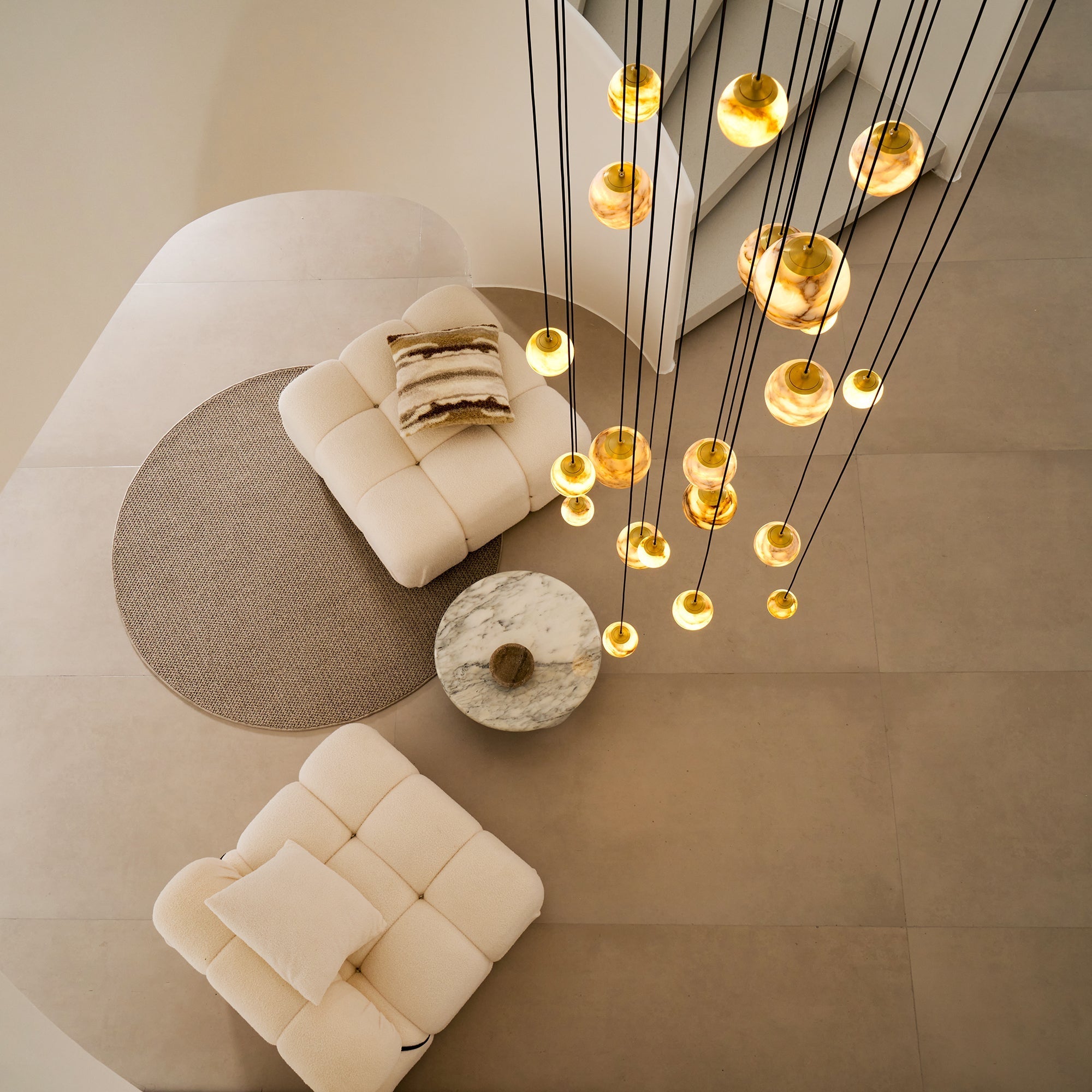 Sultana Chandelier Alabaster Cluster Orb Cascade - Neutralighting