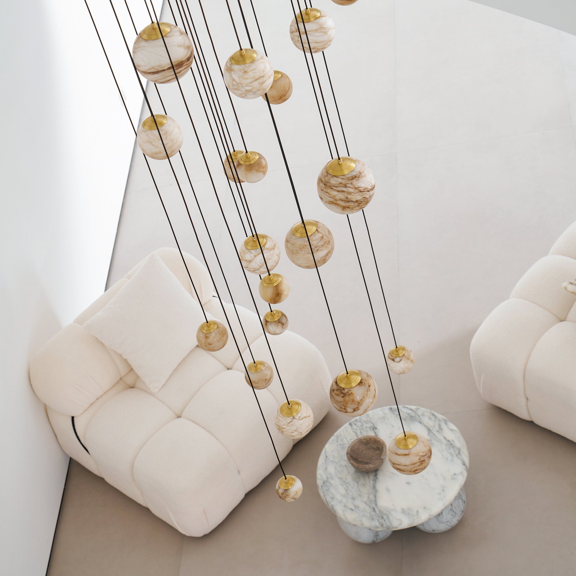 Sultana Chandelier Alabaster Cluster Orb Cascade - Neutralighting