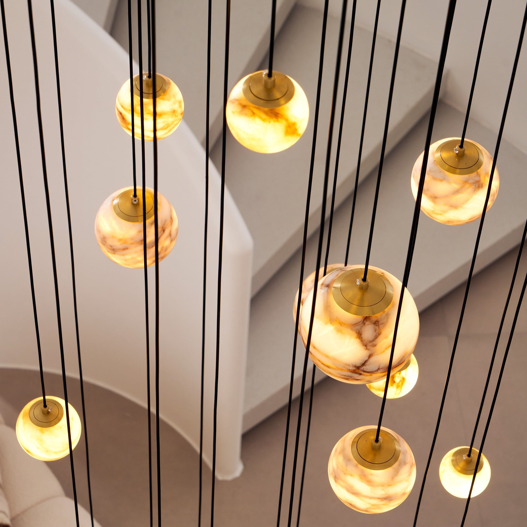Sultana Chandelier Alabaster Cluster Orb Cascade - Neutralighting