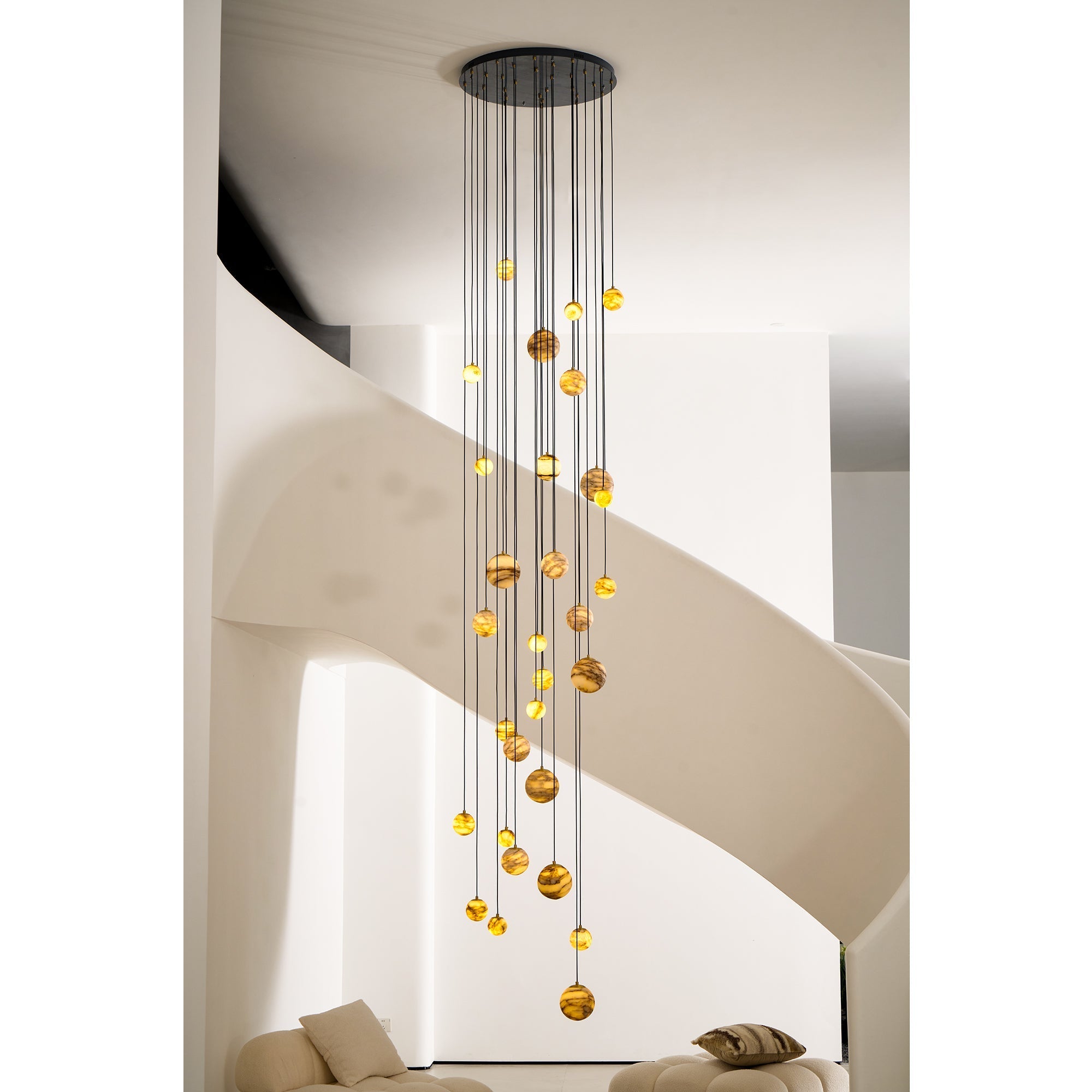 Sultana Chandelier Alabaster Cluster Orb Cascade - Neutralighting