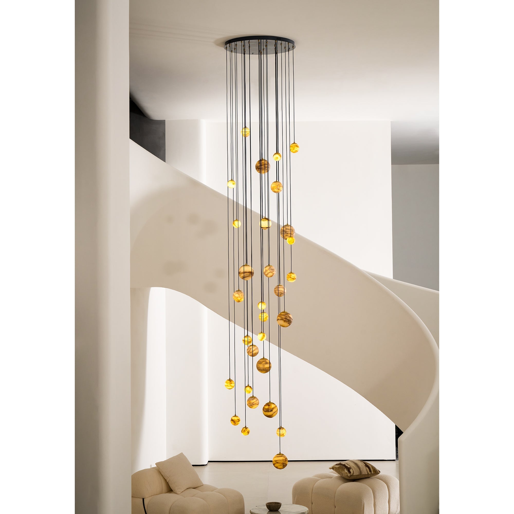 Sultana Chandelier Alabaster Cluster Orb Cascade - Neutralighting