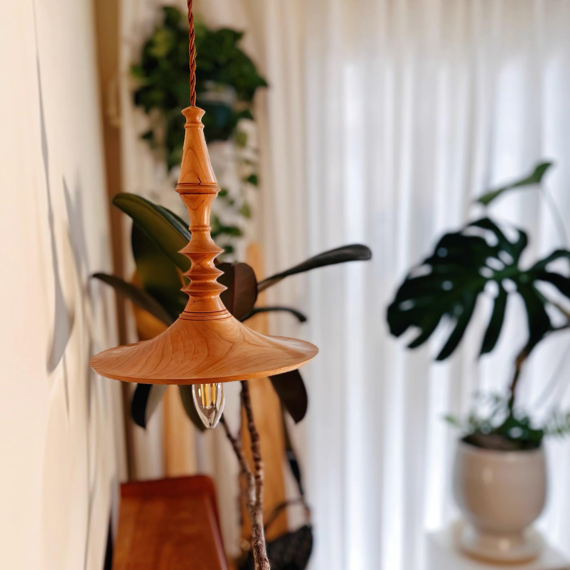 Pendant Lamp Wood Walnut Shade Modern Minimalist Cozy Warm - Neutralighting