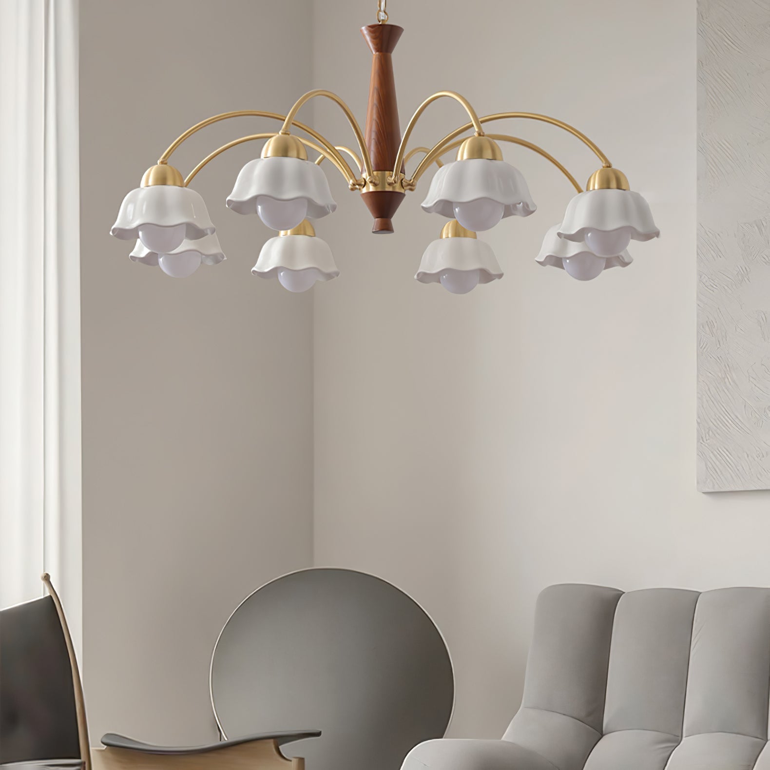 Bellin Floral Chandeliers Wood Ceramic - Neutralighting