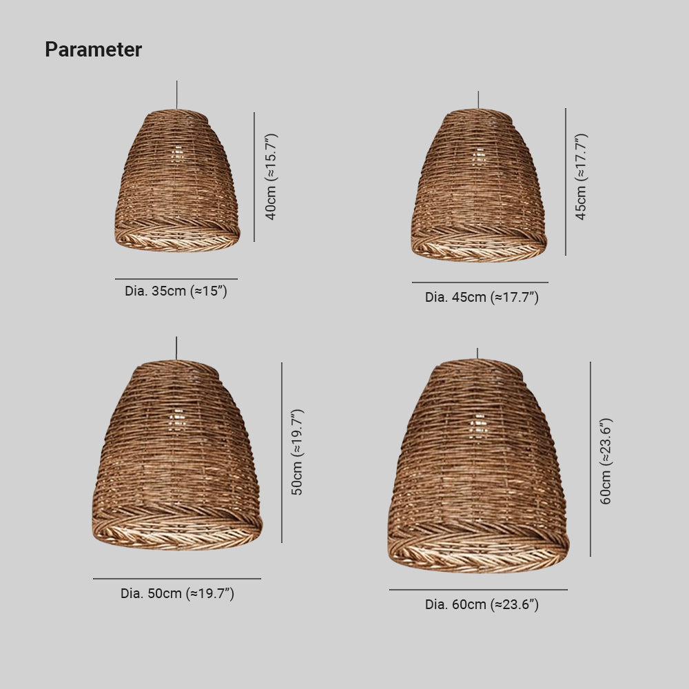 Muto Vintage Rustic LED Pendant Light Rattan Living Room Bedroom - Neutralighting