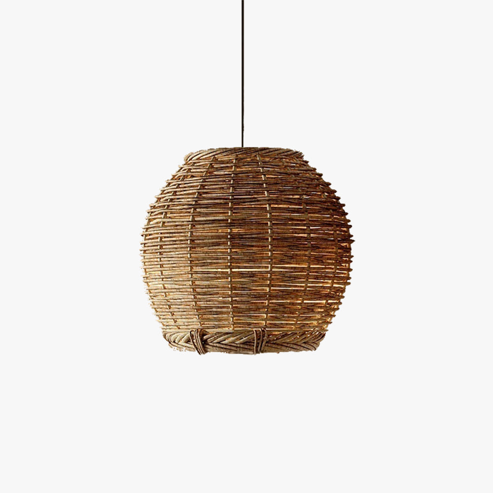 Muto Retro LED Pendant Light Wood Rattan Living Room Restaurant - Neutralighting