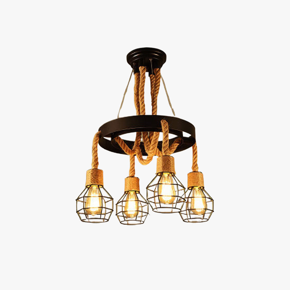 Epoch Retro Industrial Globe Chandelier Black Metal Bar/Living Room - Neutralighting