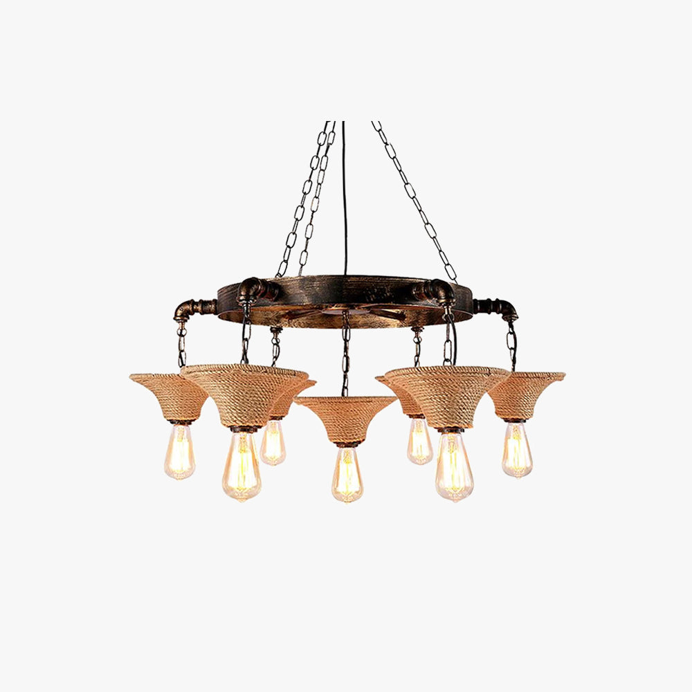 Epoch Industrial Creativity Chandelier Rust Metal/Rope Bar/Restaurant - Neutralighting