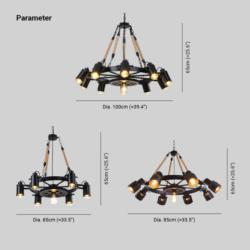 Epoch Industrial LED Pendant Light Black Metal/Rope Cafe/Bar - Neutralighting