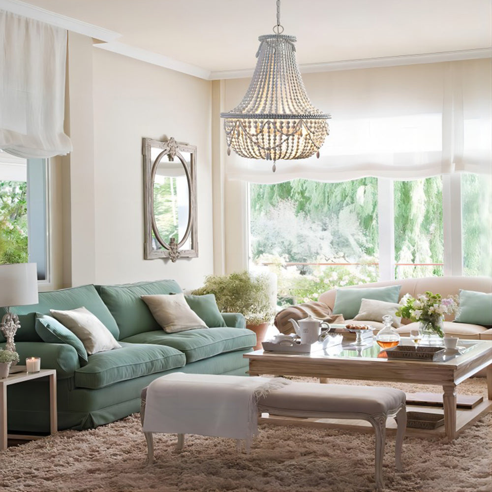 Silva Retro Luxury Atmosphere Metal/Wood Pendant Light, Old White - Neutralighting