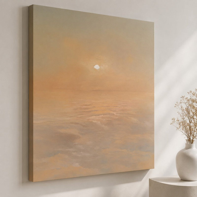 Serene Coastal Sunrise Landscape Oil Painting