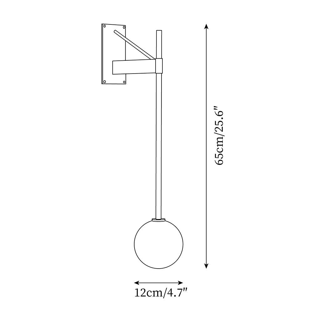 Wall Lamp Metal Rod Glass Globe Minimal Lamp Fixture Bedside - Neutralighting