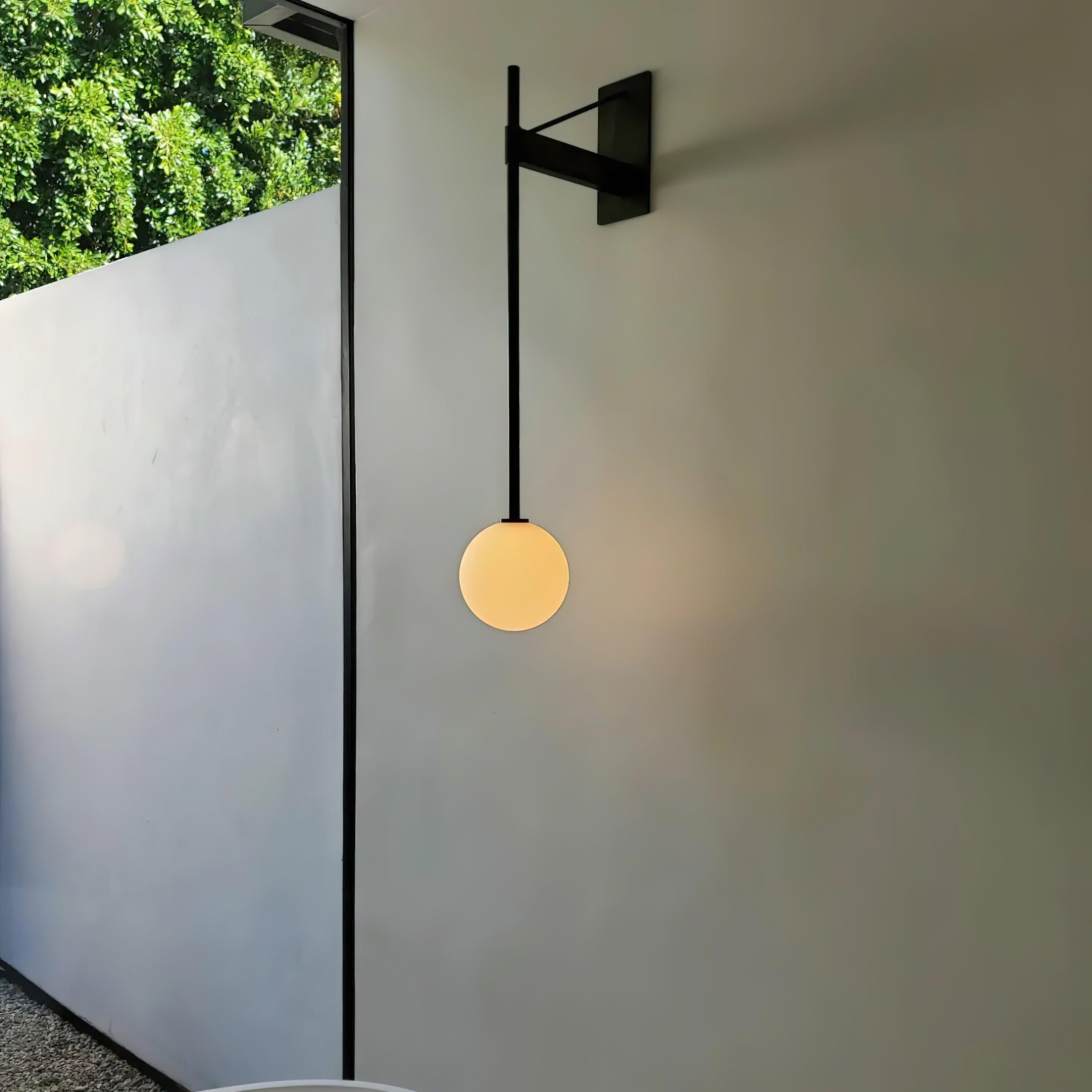 Wall Lamp Metal Rod Glass Globe Minimal Lamp Fixture Bedside - Neutralighting