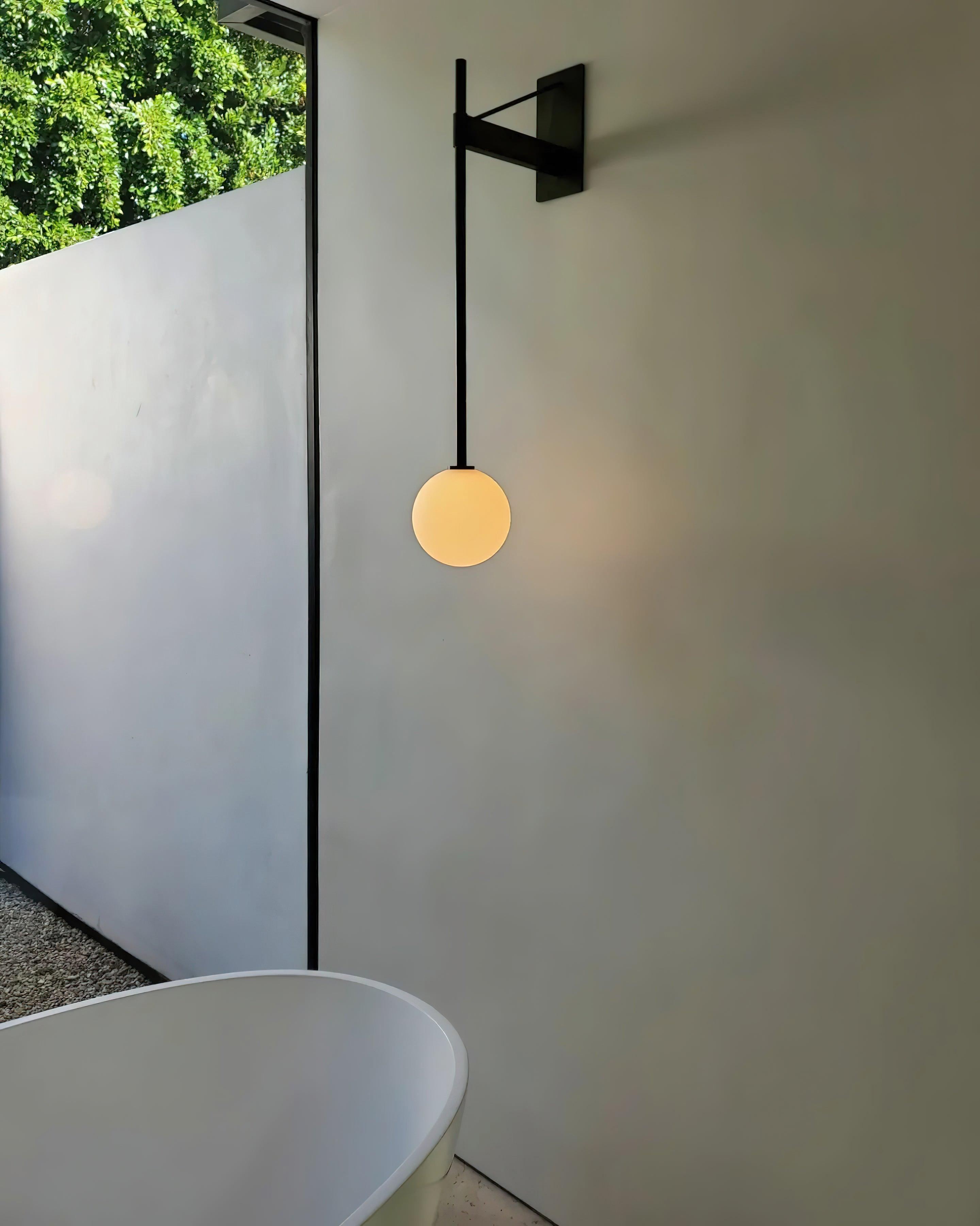 Wall Lamp Metal Rod Glass Globe Minimal Lamp Fixture Bedside - Neutralighting