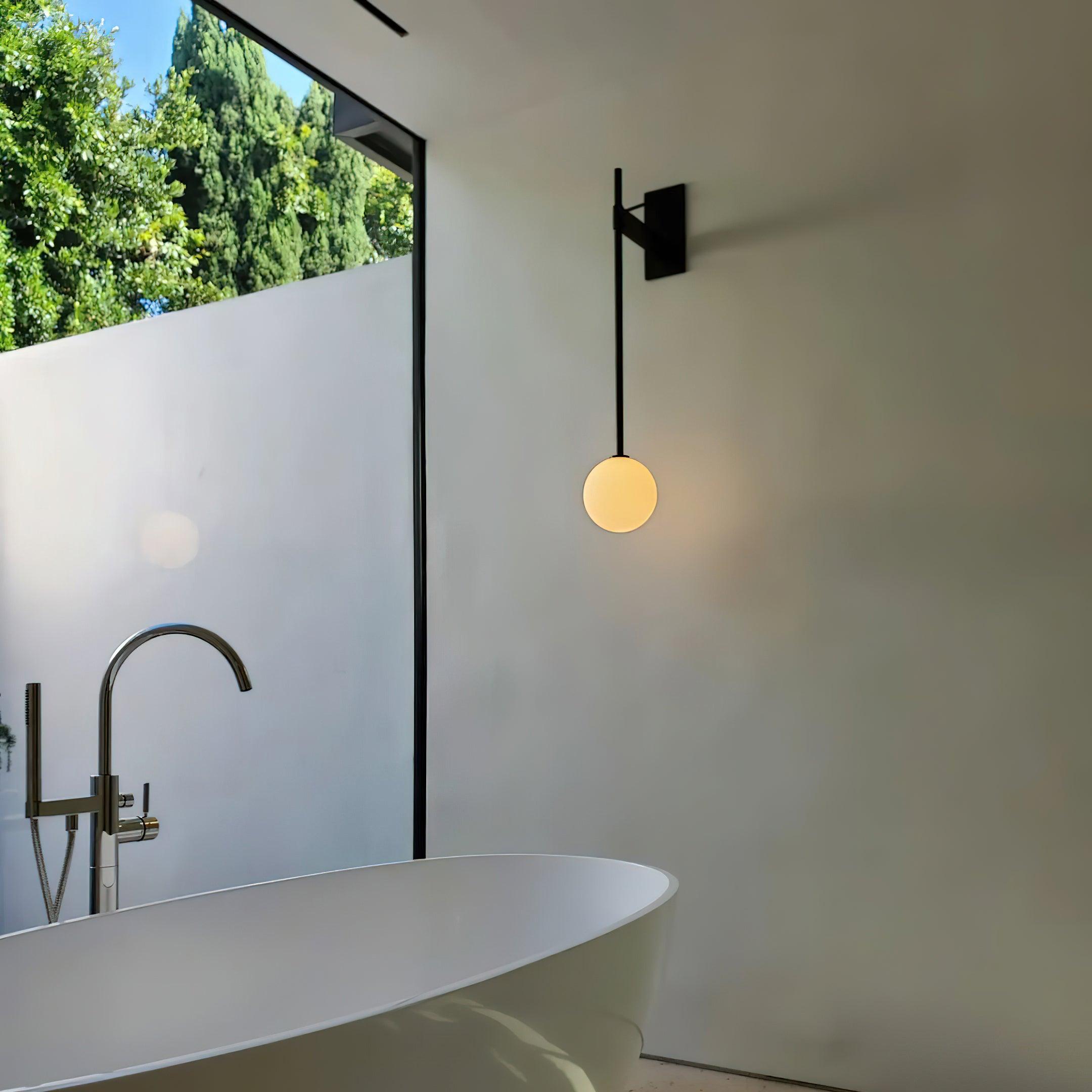 Wall Lamp Metal Rod Glass Globe Minimal Lamp Fixture Bedside - Neutralighting