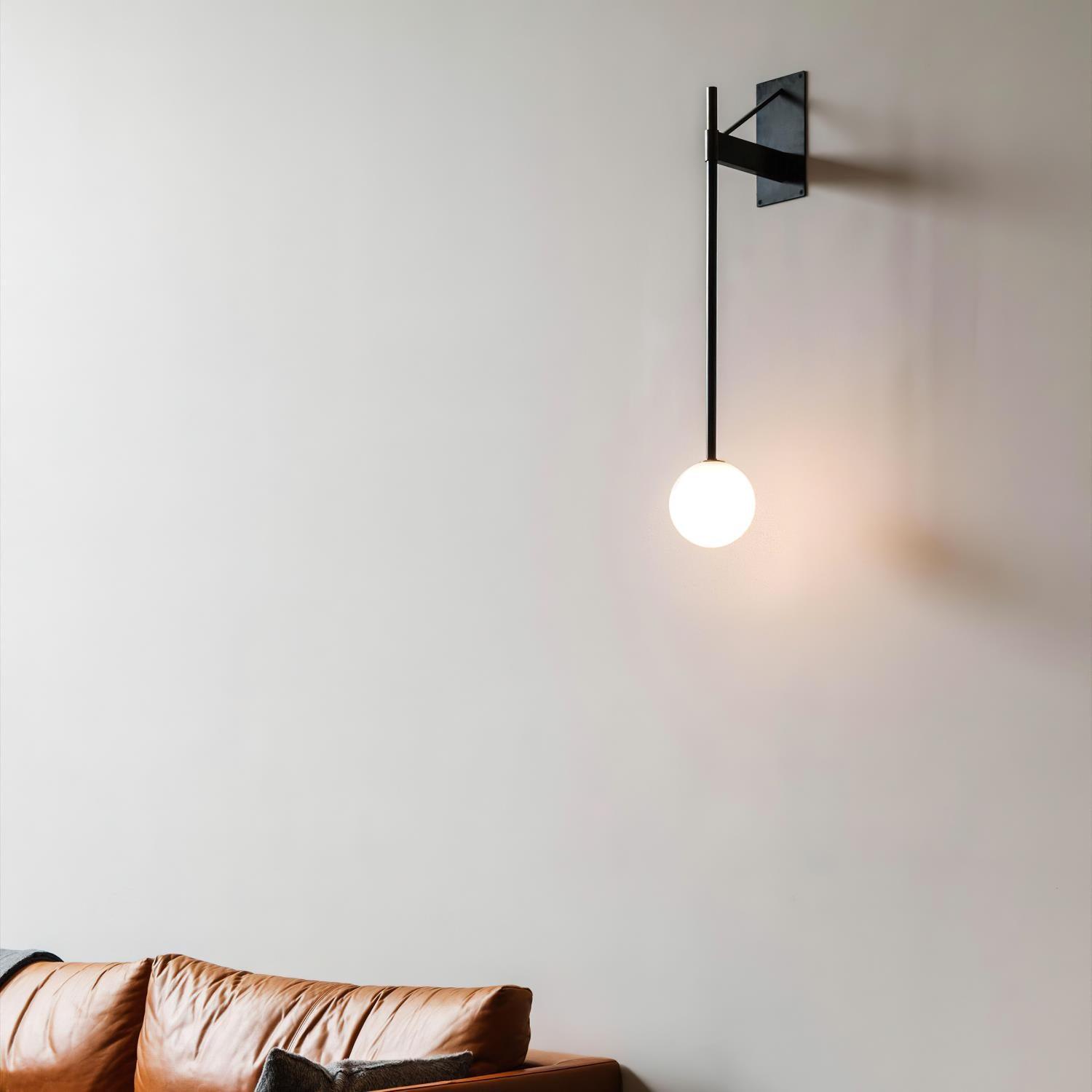 Wall Lamp Metal Rod Glass Globe Minimal Lamp Fixture Bedside - Neutralighting