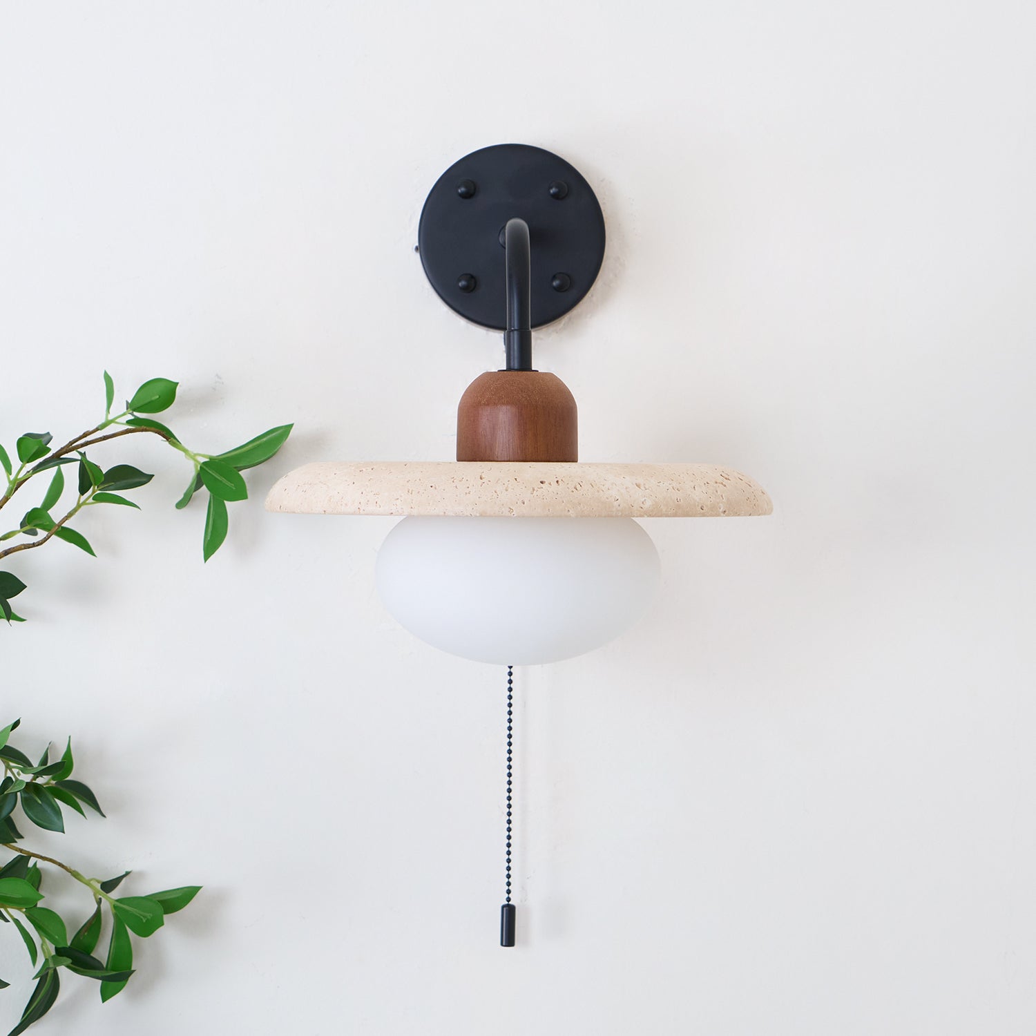 Solaro Travertine Wall Light Pull Chain Switch - Neutralighting