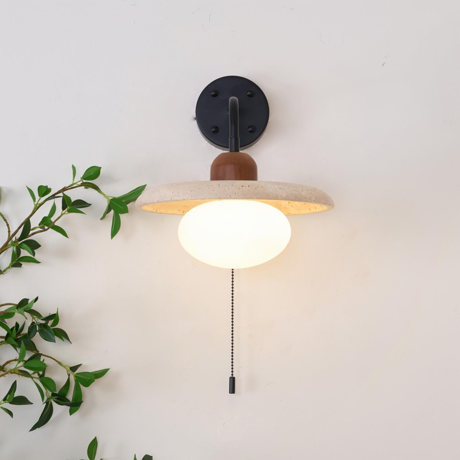 Solaro Travertine Wall Light Pull Chain Switch - Neutralighting