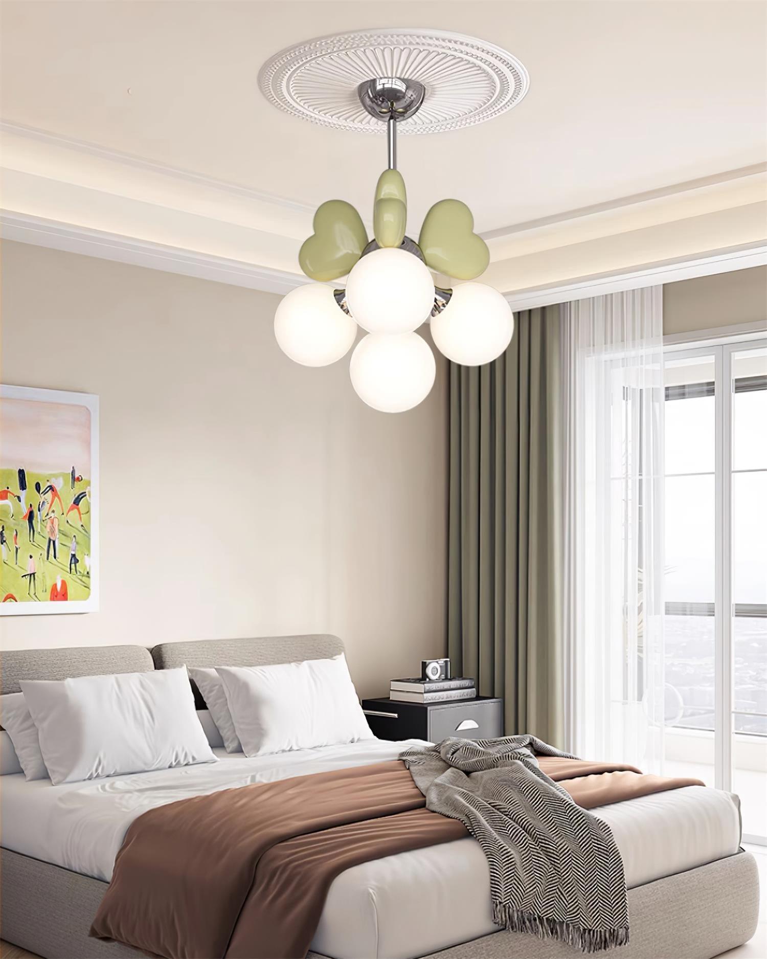Chandelier Heart Accents Globe Shades Playful Modern Kids Room - Neutralighting
