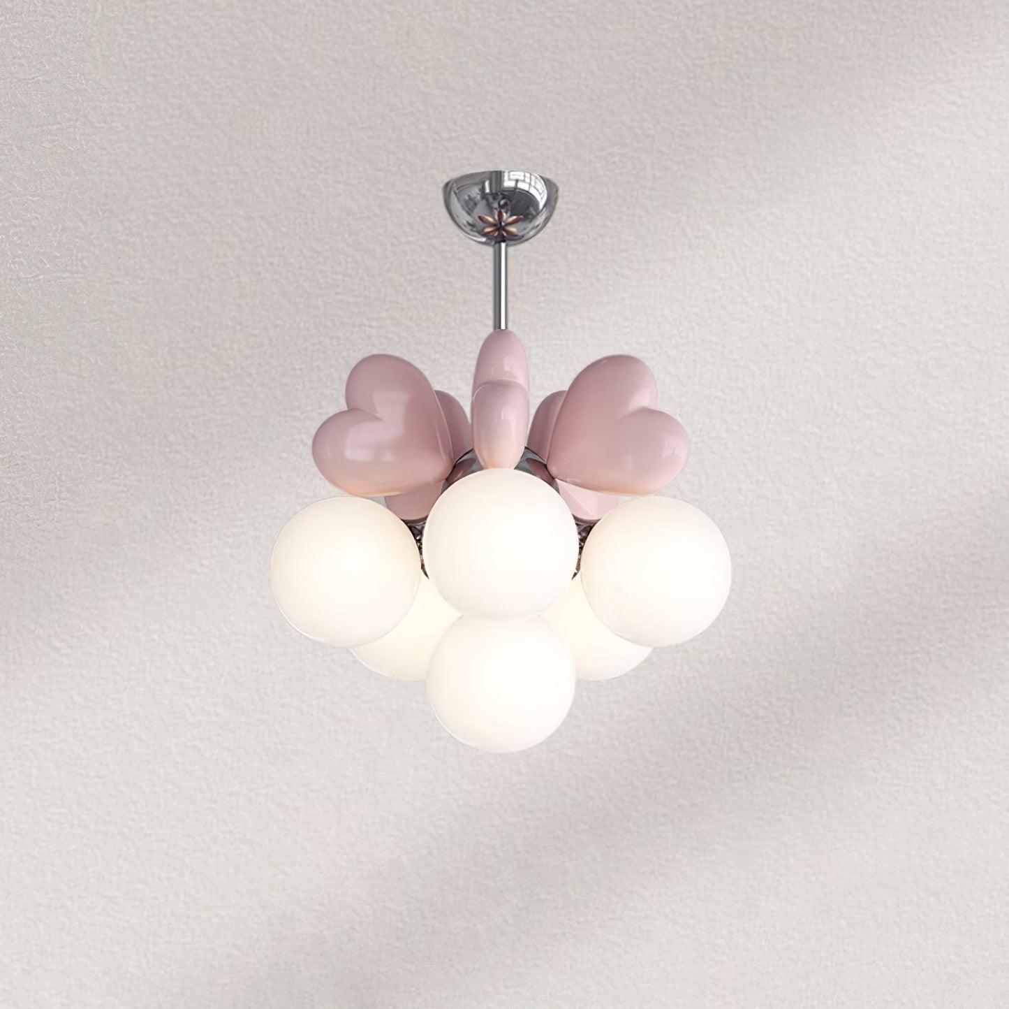 Chandelier Heart Accents Globe Shades Playful Modern Kids Room - Neutralighting