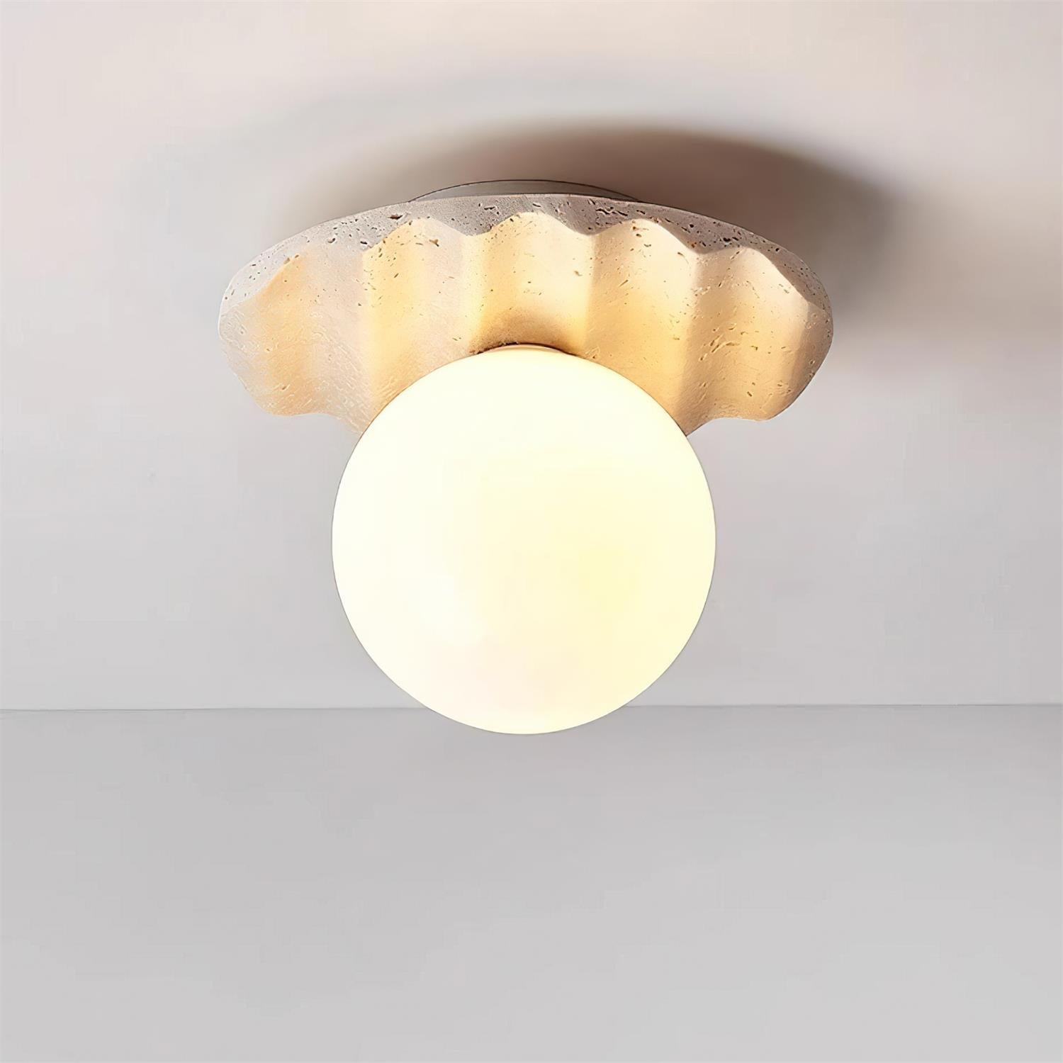 Ritta Ceiling Light Travertine Glass - Neutralighting