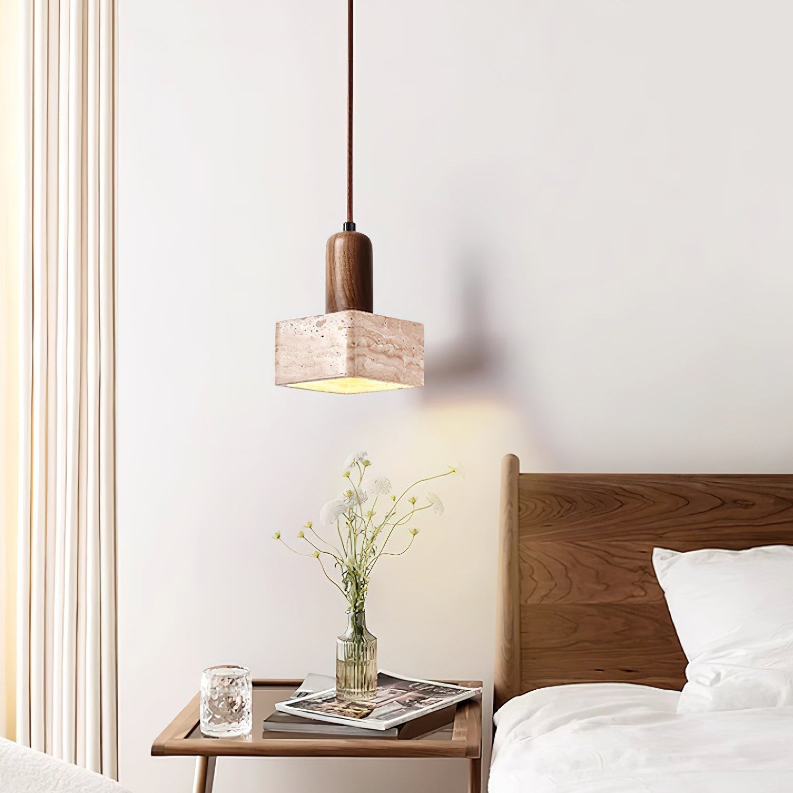 Ritta Square Travertine Pendant Light - Neutralighting