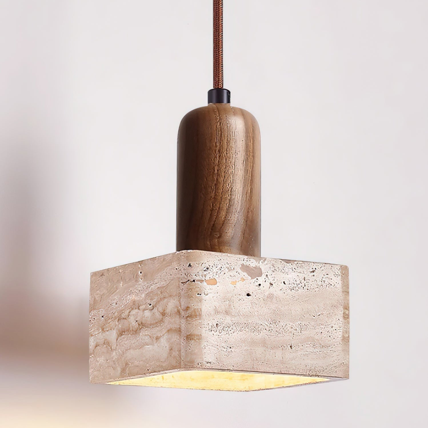 Ritta Square Travertine Pendant Light - Neutralighting