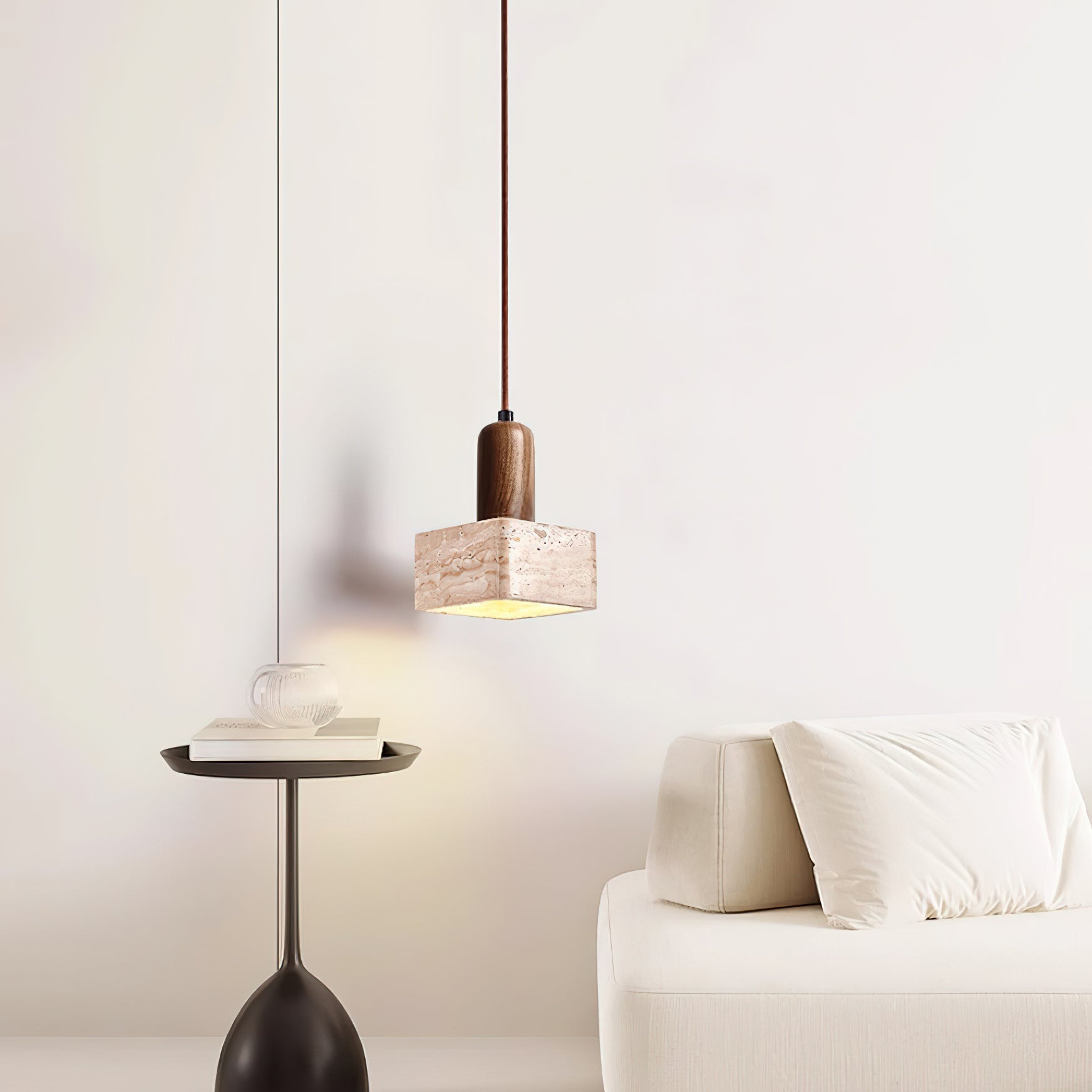 Ritta Square Travertine Pendant Light - Neutralighting