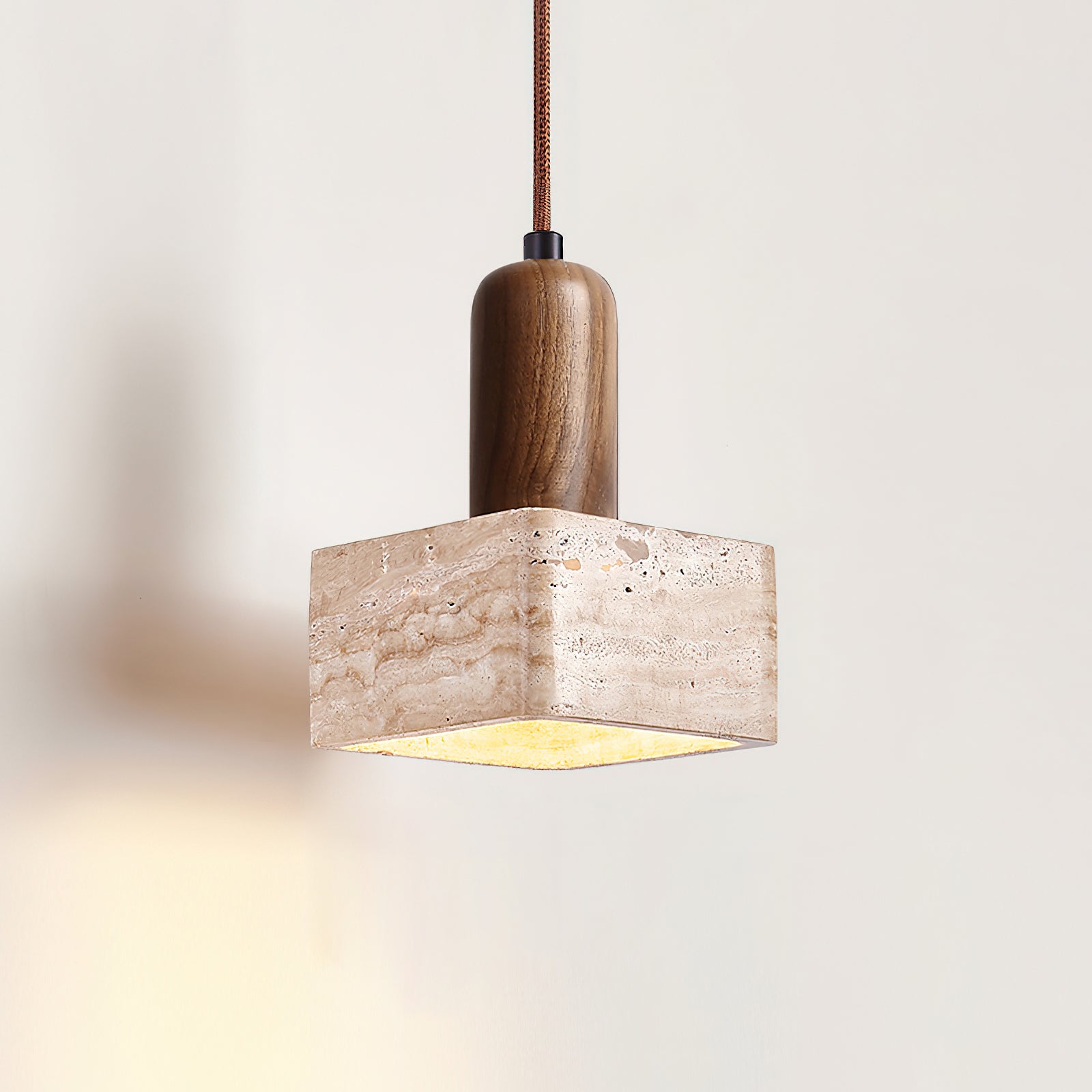 Ritta Square Travertine Pendant Light - Neutralighting