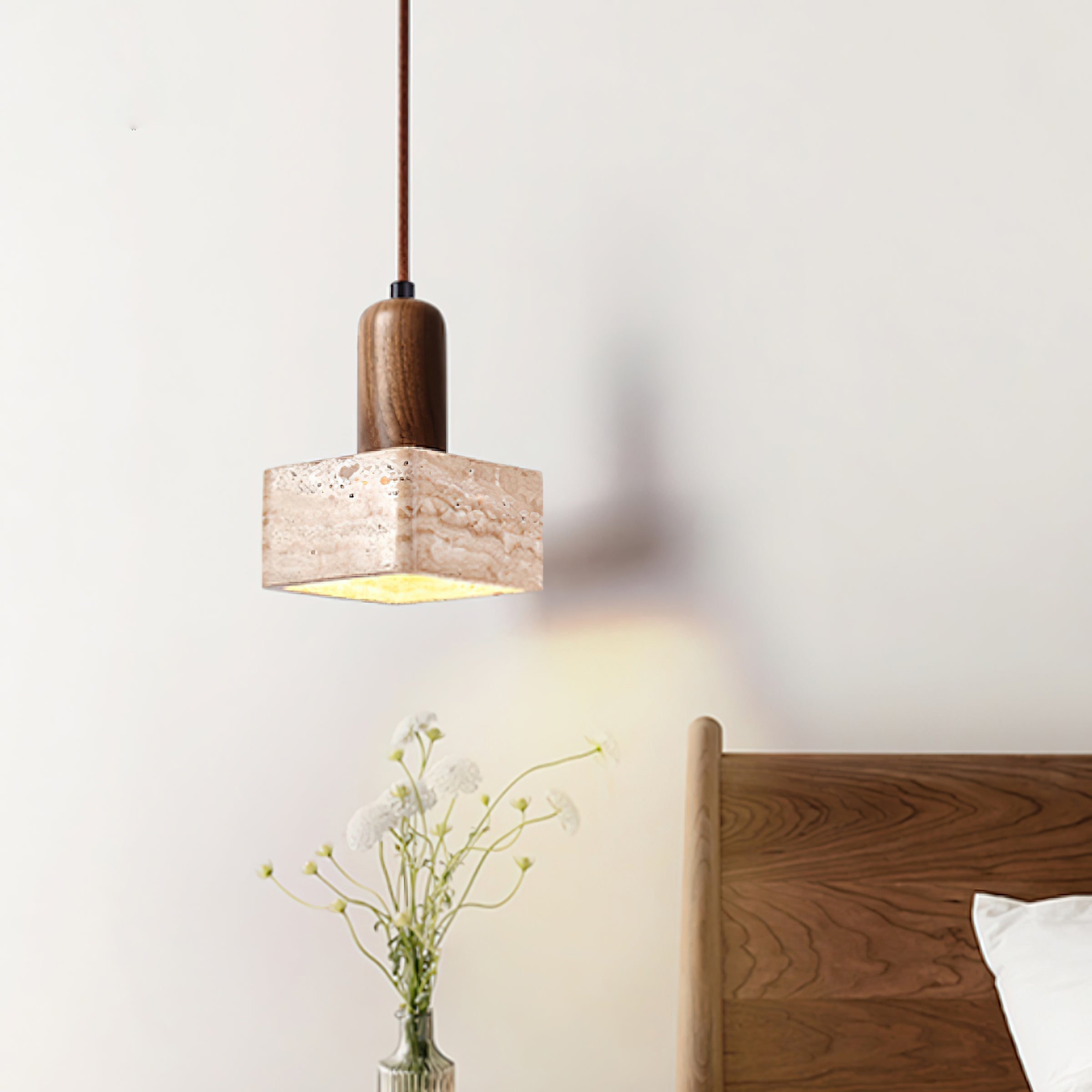 Ritta Square Travertine Pendant Light - Neutralighting