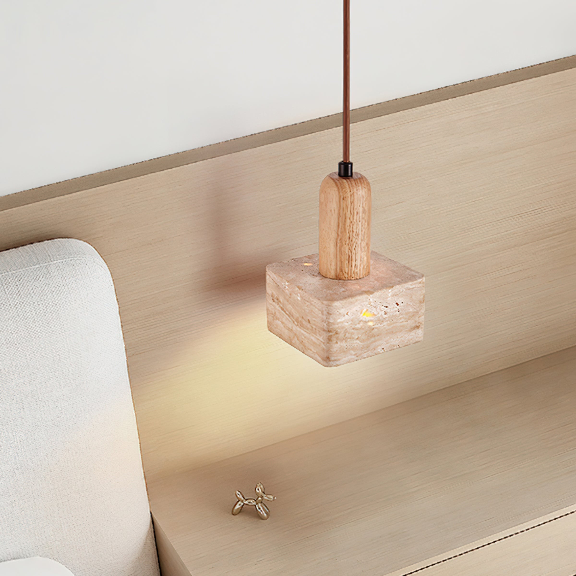 Ritta Square Travertine Pendant Light - Neutralighting