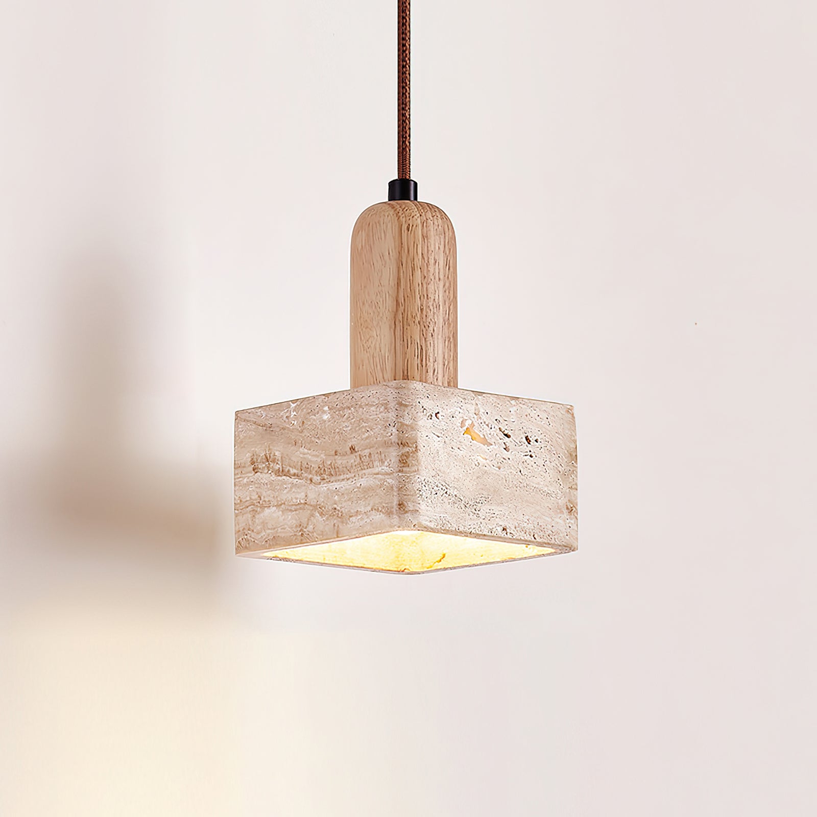 Ritta Square Travertine Pendant Light - Neutralighting