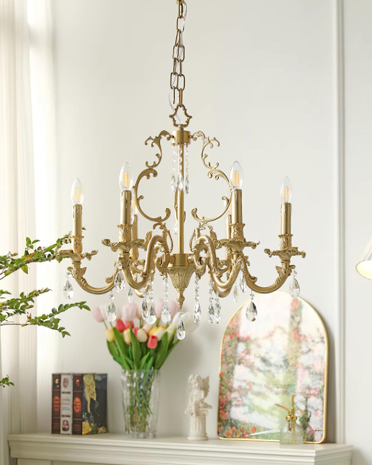 Elvion Classic Brass Crystal Chandelier - Neutralighting