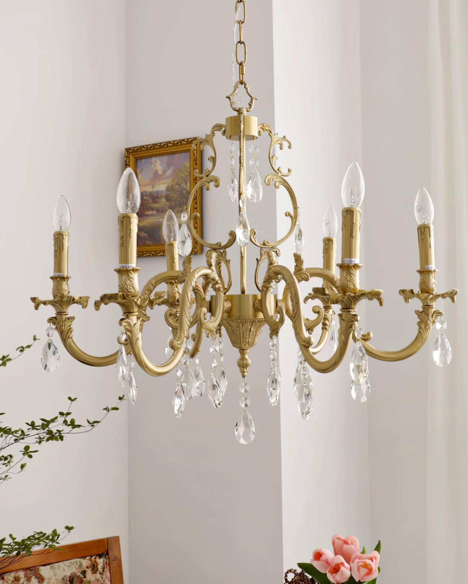Elvion Classic Brass Crystal Chandelier - Neutralighting