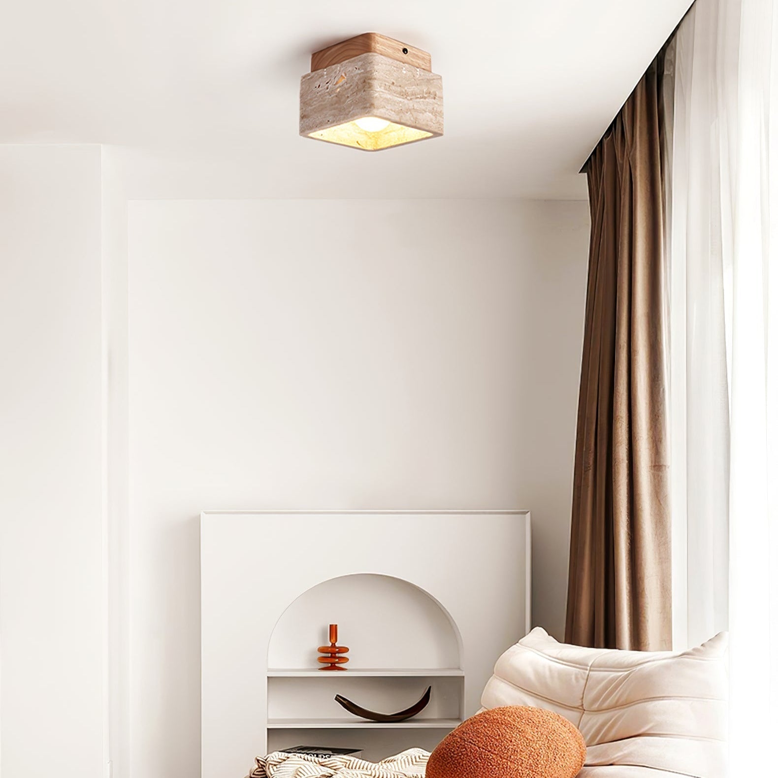 Alaearis Textured Travertine Ceiling Light - Neutralighting