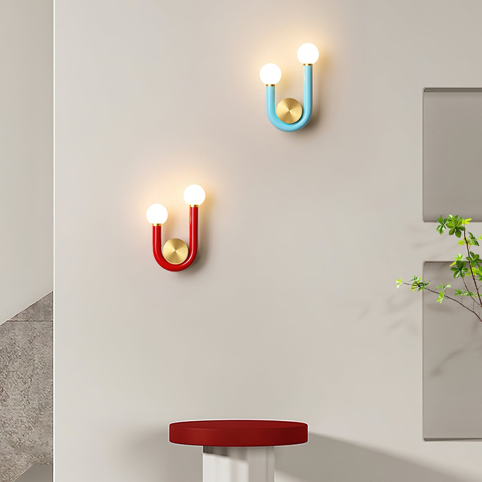 Wall Lamp Metal and Aluminum Acrylic Globe Double Head Contemporary - Neutralighting