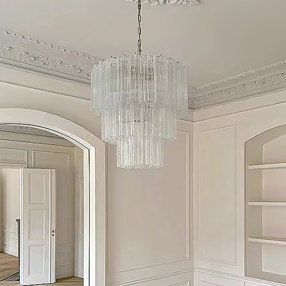 Aurora Chandelier Tiered Murano Glass Tube Waterfall Luxury
